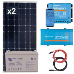 Zestaw solarny na łódź 370W z regulatorem MPPT. Akumulator 110Ah. Przetwornica napięcia 230V/500W