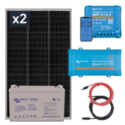 Zestaw solarny na łódź 300W z regulatorem MPPT. Akumulator 110Ah. Przetwornica napięcia 230V/300W