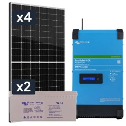 Elektrownia słoneczna 1720Wp Hybrydowa z akumulatorem 400AH i przetwornicą 2500W