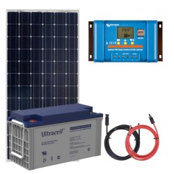 Panel słoneczny 150W i akumulator żelowy 75Ah z regulatorem LCD
