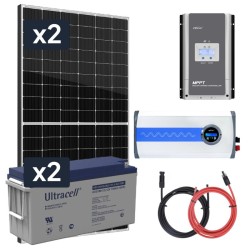 Elektrownia słoneczna 910W z akumulatorem - zasilanie 230V moc 1500W + MPPT