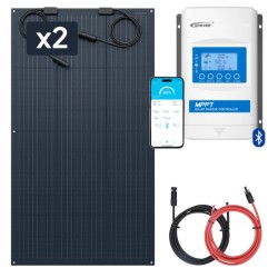 Zestaw do kampera panel elastyczny 2x 150W, regulator ładowania 20A