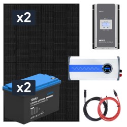 ELEKTROWNIA SŁONECZNA 910WP Z AKUMULATOREM - ZASILANIE 230V MOC 2000W + MPPT