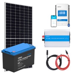 ELEKTROWNIA SŁONECZNA 430WP Z AKUMULATOREM - ZASILANIE 230V MOC 1000W + MPPT