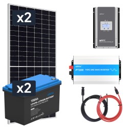 ELEKTROWNIA SŁONECZNA 860WP Z AKUMULATOREM - ZASILANIE 230V MOC 2000W + MPPT