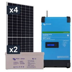 Elektrownia słoneczna 1720Wp Hybrydowa z akumulatorem 400AH i przetwornicą 2500W